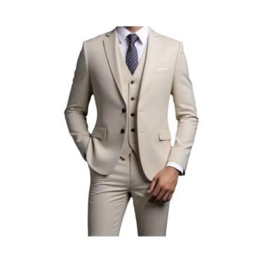Imagem de Terno Masculino Estilo Britânico Em Cor Sólida, Blazer, Colete E Calça