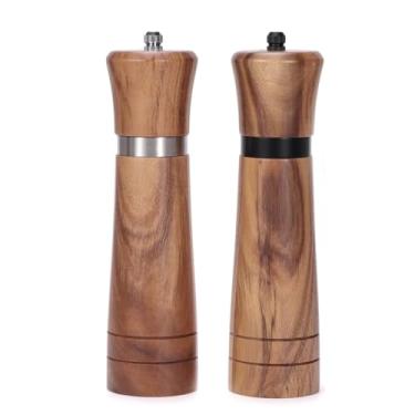Imagem de THJKUPO Conjuntos de moedor de pimenta, sal de madeira e moedores (inclui uma cerâmica sobressalente e pincel)