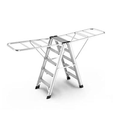 Imagem de LaYiQimn Escada de ar de roupas de liga de alumínio Airer de roupas Airer de uso duplo dobrável multifuncional espinha de peixe escorredor de roupas para secagem de edredom (cor: C-50x86x105cm)