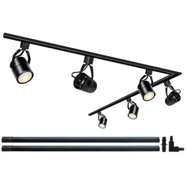 Imagem de Bravsekai Kit De Cabeças De Iluminação De Trilho Led, Regulável 20W 6000K Luzes De Trilho Iluminadas Com Trilhos De Trilho Tipo H De 6,56 Pés Luminárias De Holofotes De Teto Branco Frio Incluem 6 Lâ