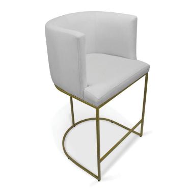 Imagem de Banqueta Paola Linho Base Metálica Dourada - D'rossi Cor A05 Cinza