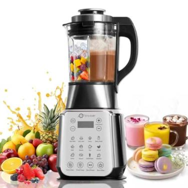 Imagem de Liquidificadores de vidro para cozinha – Liquidificador profissional de aço inoxidável para motor de smoothies de 1500 W, combo de processador de alimentos, 9 velocidades ajustáveis, 14 programas