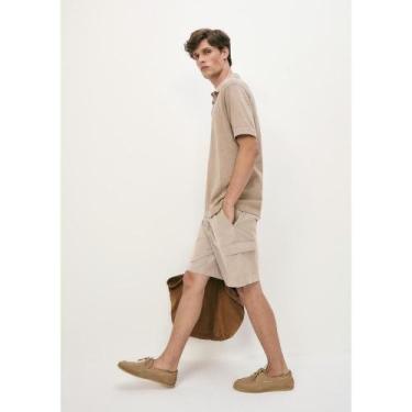 Imagem de Shorts Masculino Tecido Empapelado - Bege G - Hering Adulto, G