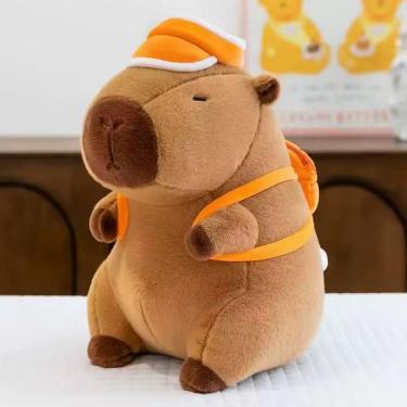 Imagem de Capivara de Pelúcia Adorável com Mochila de Bola de Basquete