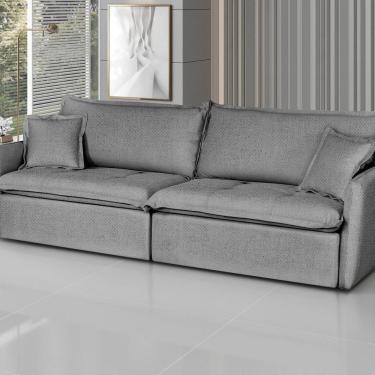 Imagem de Sofá Retrátil e Reclinável 260cm Linho Milano Grafite