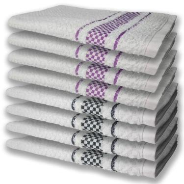 Imagem de 8 Panos De Prato Atoalhado Felpudo Premium 4 Roxo 4 Preto