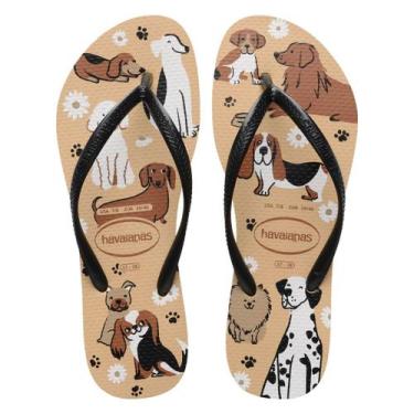 Imagem de Chinelo Feminino de Dedo Gatos e Cães Havaianas Slim Pets, Dourado, Pr