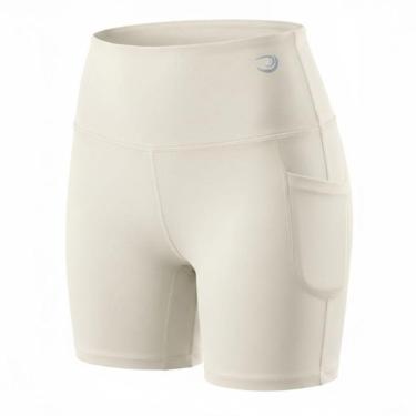 Imagem de Shorts c/ Bolsos Poliamida Yoga Corrida Academia OffWhite-Feminino
