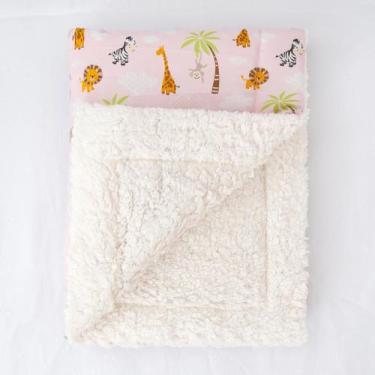 Imagem de Manta De Sherpa Para Bebê Lã Carneiro Safari Rosa - Avm Enxovais