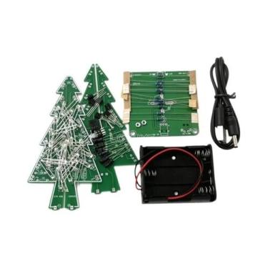 Imagem de Kit Eletrônico DIY De Árvore De Natal 3D LED Com Flash, 3 Cores E 7 Co