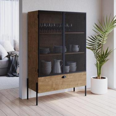 Imagem de Cristaleira Industrial York com 2 Portas e 1 Gaveta - Vermont/Preto - 