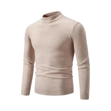 Imagem de Suéter Masculino Oversized De Gola Redonda Em Tricô, Quente, Cor Sólid