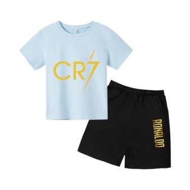 Imagem de Camiseta Infantil 3D De Verão Com Estampa De Estrela CR7, Conjunto Cur