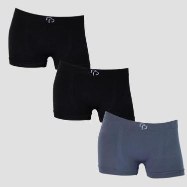 Imagem de Kit 3 Cuecas Infantil RP Sem Costura Lisa Poliéster, 2 preto, 1 chumbo