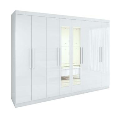Imagem de Guarda-roupa Casal Easy Slim 8 Portas Com Espelho Branco - MÓVEIS LOPA