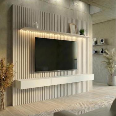 Imagem de Painel Ripado com Rack Suspenso até 70 Polegadas Tulum com LED 1 PT 2 