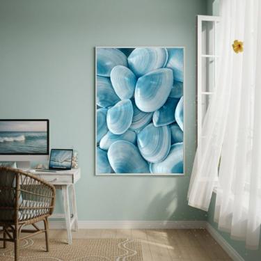 Imagem de Quadro Decorativo Conchas Marinhas Azuis-70x50cm
