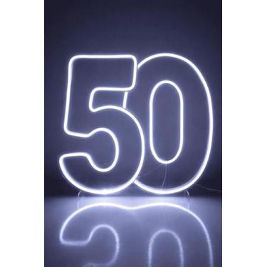 Imagem de Números 50 Led Neon Branco Quente ou Frio Festa 50x25cm - - Comercial 