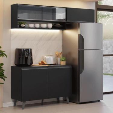 Imagem de Armário de Cozinha Compacta 200 cm Preto Nice Madesa 10 XA, Preto