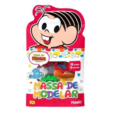 Imagem de Massa de modelar 12 cores 2 moldes vermelho - Turma da Mônica