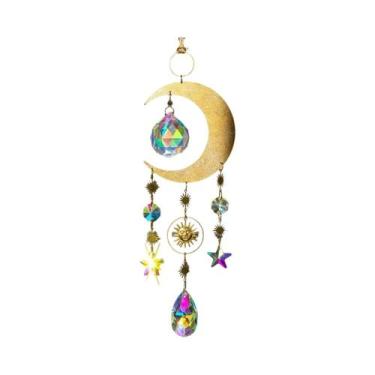 Imagem de Pingente De Cristal Lua E Estrelas, Apanhador De Luz Solar, Decoração 