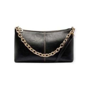 Imagem de Bolsa Feminina Anacapri Tiracolo Detalhe Corrente Média Preta-Feminino