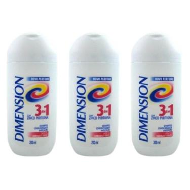 Imagem de KIT Shampoo Dimension 3 em 1 Anticaspa Secos  200ml - 3 Unidades.