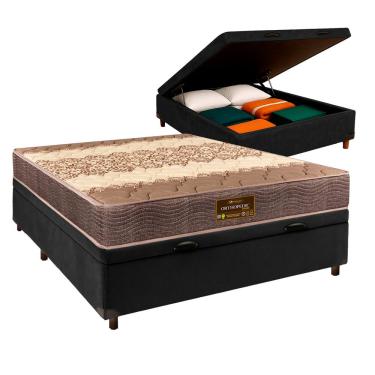 Imagem de Conjunto Cama Box Bau Casal + Colchão Ortophedic Sankonfort