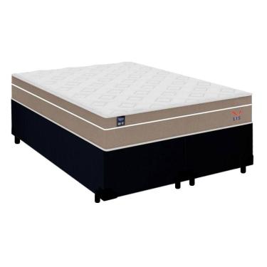 Imagem de Cama Box Casal Bipartido Suede + Colchão Lis Molas Ensacadas Plumatex 138cm Cor:preto