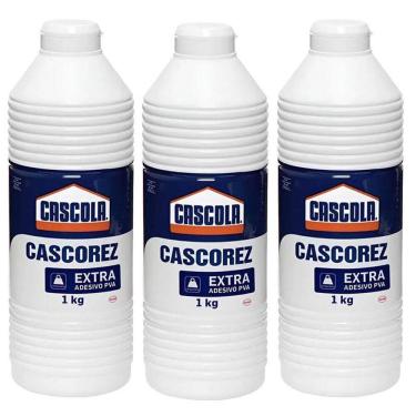 Imagem de Cola Líquida Branca Escolar Extra Forte 1kg 3 Unidades - Cascorez