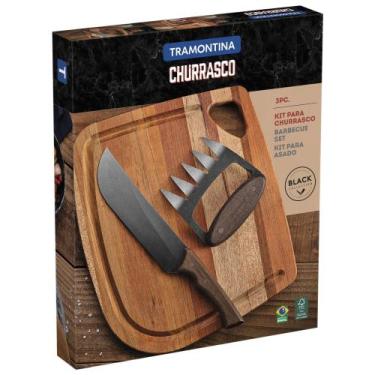 Imagem de Jogo Churrasco Tramontina Churrasco Black Lâminas Aço Inox Escurecido 