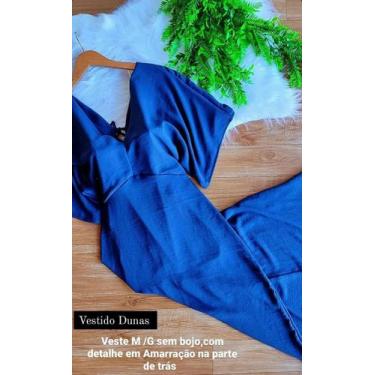 Imagem de Vestido Azul marinho longo tecido duna - Graciosa, Azul, 42