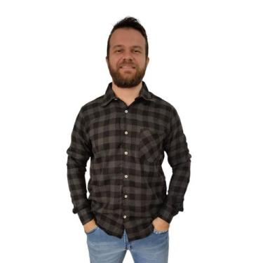 Imagem de Camisa Social Masculina De Flanela Lisa - Repelique, P, Preto