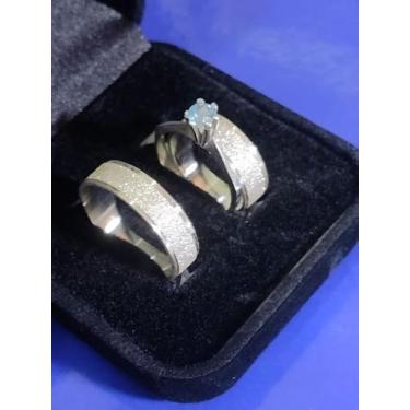 Imagem de Alianças e Anel trio Compromisso Prata 950 de lei 5 mm - Alianças  Pra