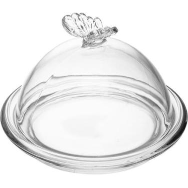 Imagem de Prato para Doce com Tampa Butterfly 15cm x 10cm Cristal - Wolff