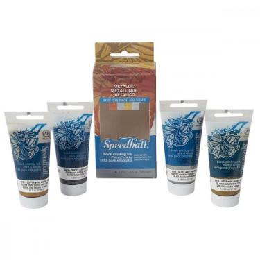 Imagem de Tinta Para Xilogravura Speedball 37ml Kit C/4 Metálicas