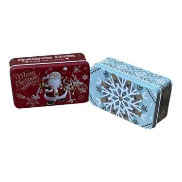Imagem de Kit 02 Latas Natalinas Noel e Neve- 11cm - Tok da Casa