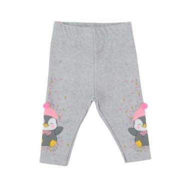 Imagem de Calça Legging Infantil Feminina Kukiê Pinguim Cinza 71910, 10, Cinza