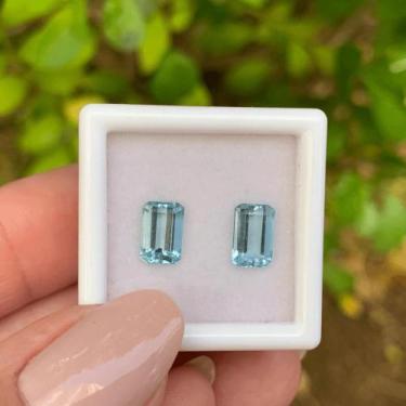 Imagem de Água Marinha Azul EmeraldCut Par 2,19ct - ENE2ESE