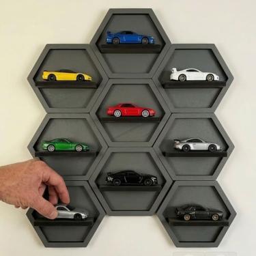 Imagem de Expositor Miniaturas Hot Wheels Nicho Hexagonal Moderno para carrinhos 1:64