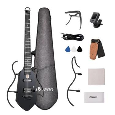 Imagem de Guitarra Elétrica Vedo Compacta Para Viagens Com Capa Inclusa e Acessó