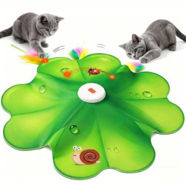 Imagem de Brinquedo Interativo para Gatos Penas Sons e Luz Led Recarregável USB 