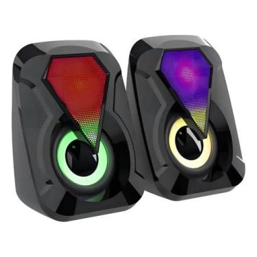 Imagem de Caixinha de Som PC Mini Iluminação RGB Speaker USB Estéreo - Dexin