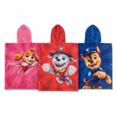 Imagem de Poncho Infantil Toalha Patrulha Canina com Capuz para Praia e Piscina 