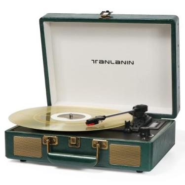 Imagem de Toca-Discos Vintage TANLANIN com Bluetooth e USB - 3 Velocidades