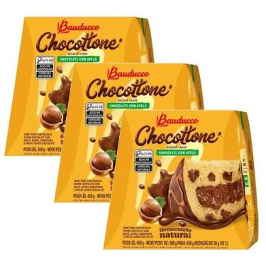 Imagem de Kit 3 Panetone Bauducco Chocottone Maxi Avelã 450g