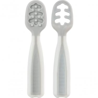 Imagem de Kit Colher de Treinamento Infantil 13143 para Autoalimentação Bpa Free Estágios 1 e 2 Cinza Buba