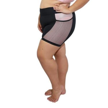 Imagem de Shorts Fitness Life com Bolso em Arrastão Plus Size - Rosê Metalizado - G2-Feminino