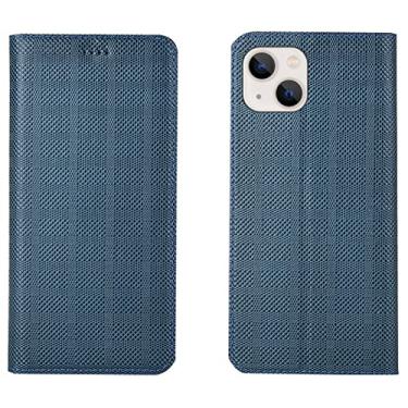 Imagem de LAHappyL Capa para iPhone 13 Pro Max/13 Pro/13/13 Mini, capa carteira de couro legítimo de luxo, com compartimentos para cartões, suporte, fecho magnético, capa para telefone, azul, 13 de 6,1 polegadas