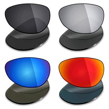 Imagem de 4 pares de lentes polarizadas de substituição Mryok para óculos de sol Oakley Crosshair S – Stealth preto/vermelho fogo/azul gelo/prata titânio